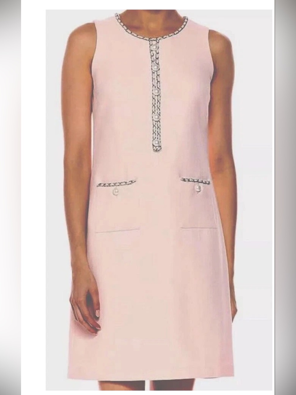 NWT KARL LAGERFELD PARIS Tweed Embellished Rose Sleeveless Sheath Dress Sz 8
